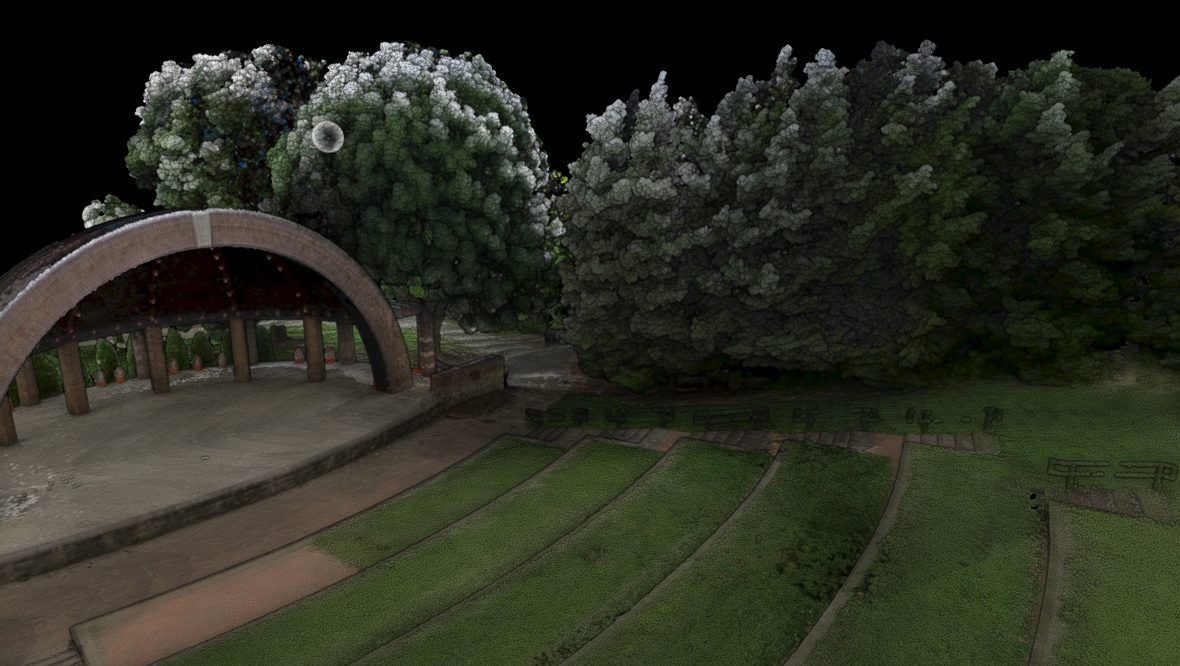Interactive 3D photogrammetry scan of the Westerville Amphitheatre.